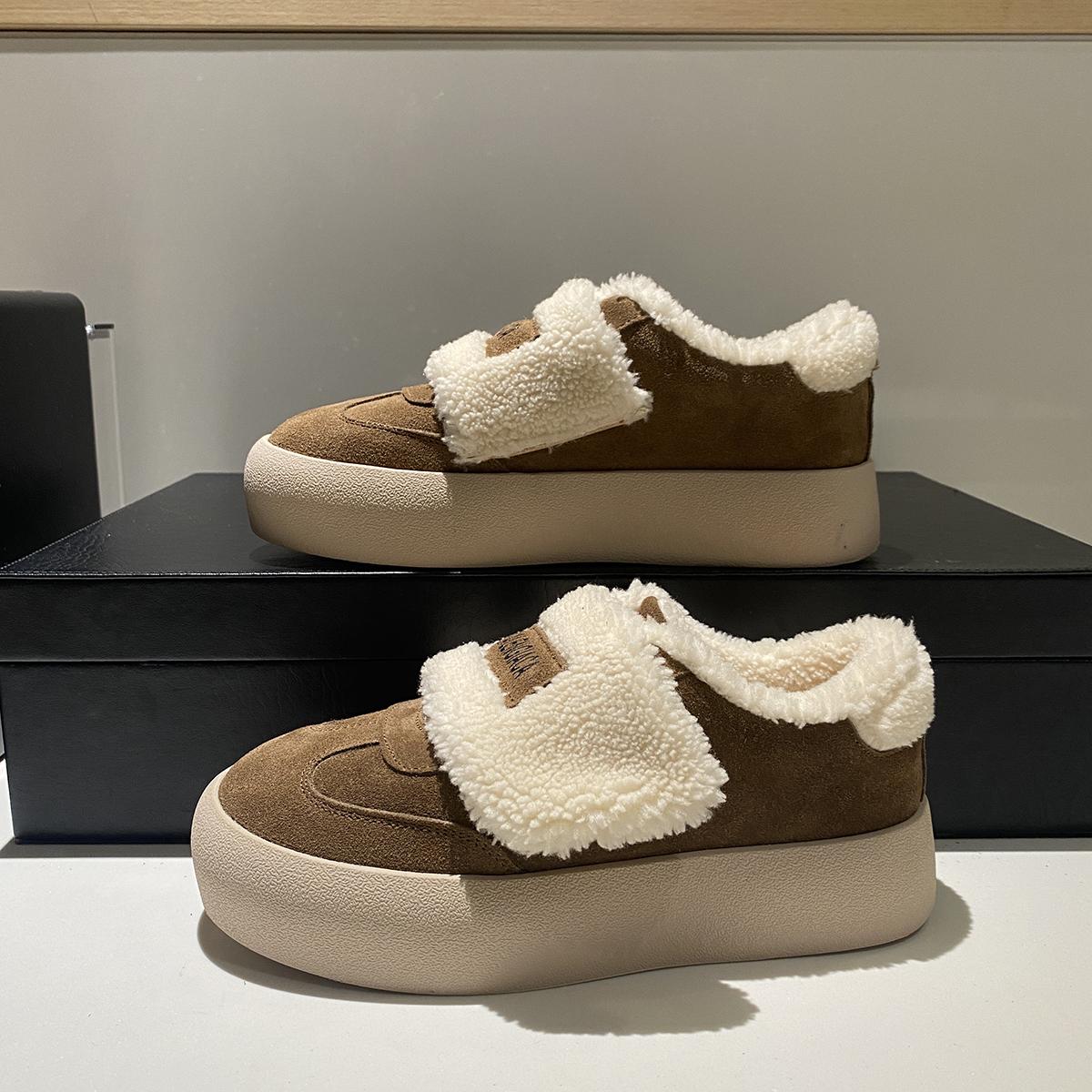 thick-soled plush shoes for women to wear in winter new Velcro thickened cotton shoes for women s non-slip warm snow boots 39 хаки 7400₽