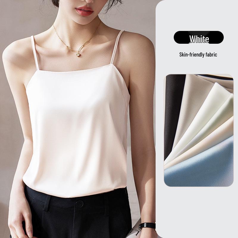 

Белая шелковая майка для женщин - Свободный, дышащий летний базовый слой Medium (90-105)