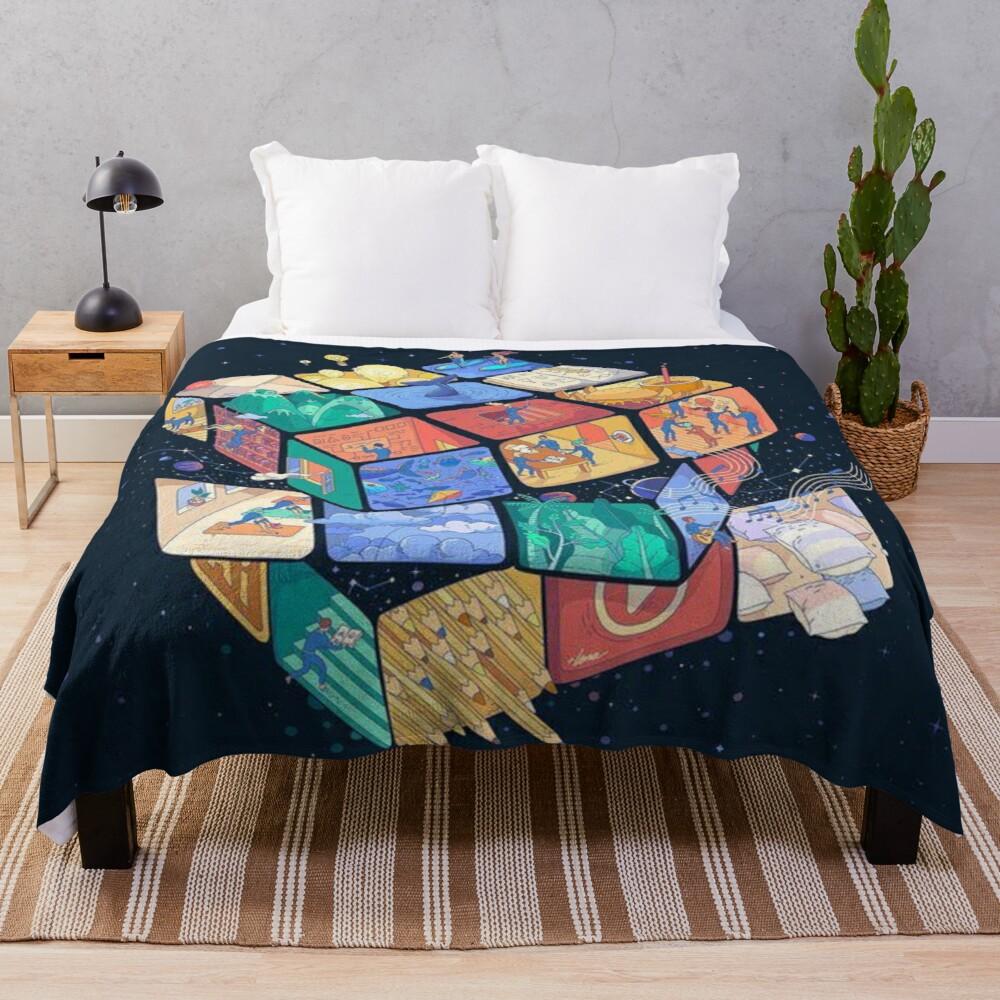 Color Rubik'S Cube Pattern Flannel Blanket Digital Printing Blanket Bedspread Leisure Sofa Blanket