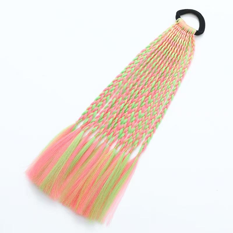 1 PCS New Girls Dirty Braids Colorful Twist Tie Wigs Ponytail Kids Hair Accessories Headbands Rubber Bands Princess Headwear