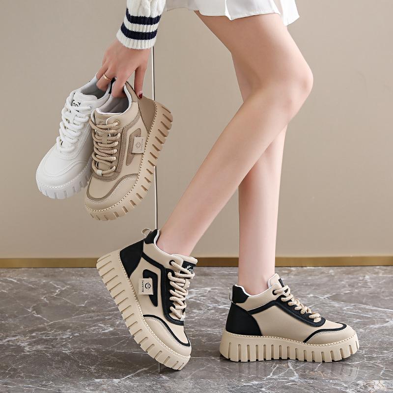 High-top shoes spring new soft-soled sports with skirt muffin thick baseplate shoes