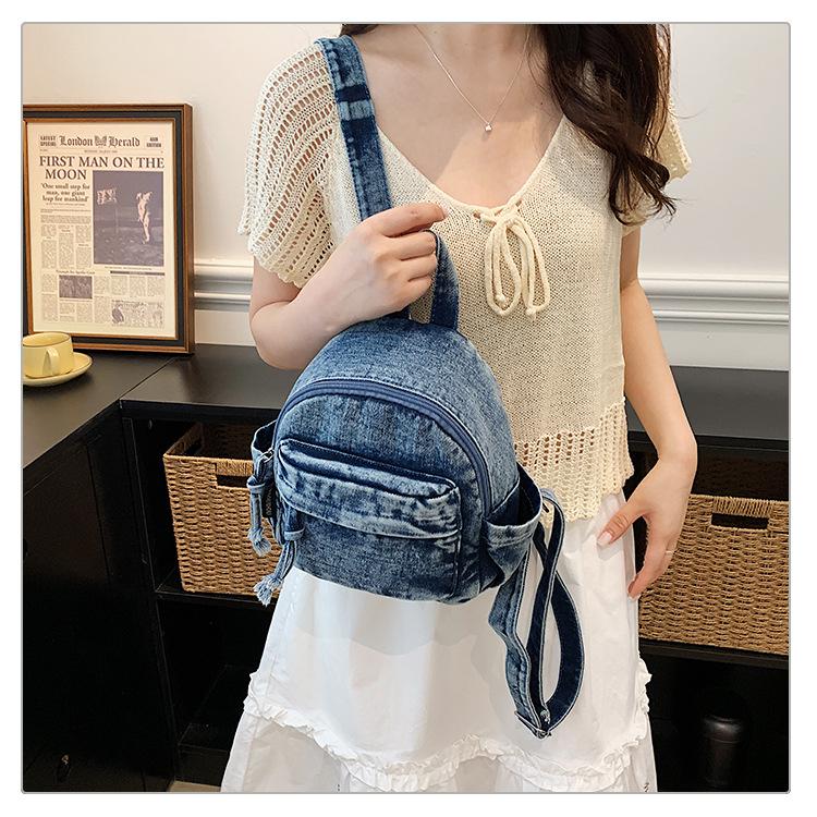 Lightweight Unisex Mini Japanese-Style Denim Backpack for Women and College Students