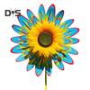 Sunflower Pinwheel 3-Tier Sunflower Garden Wind Spinner Ground Insert Yard Decor Windmill for Patio Lawn Decoration