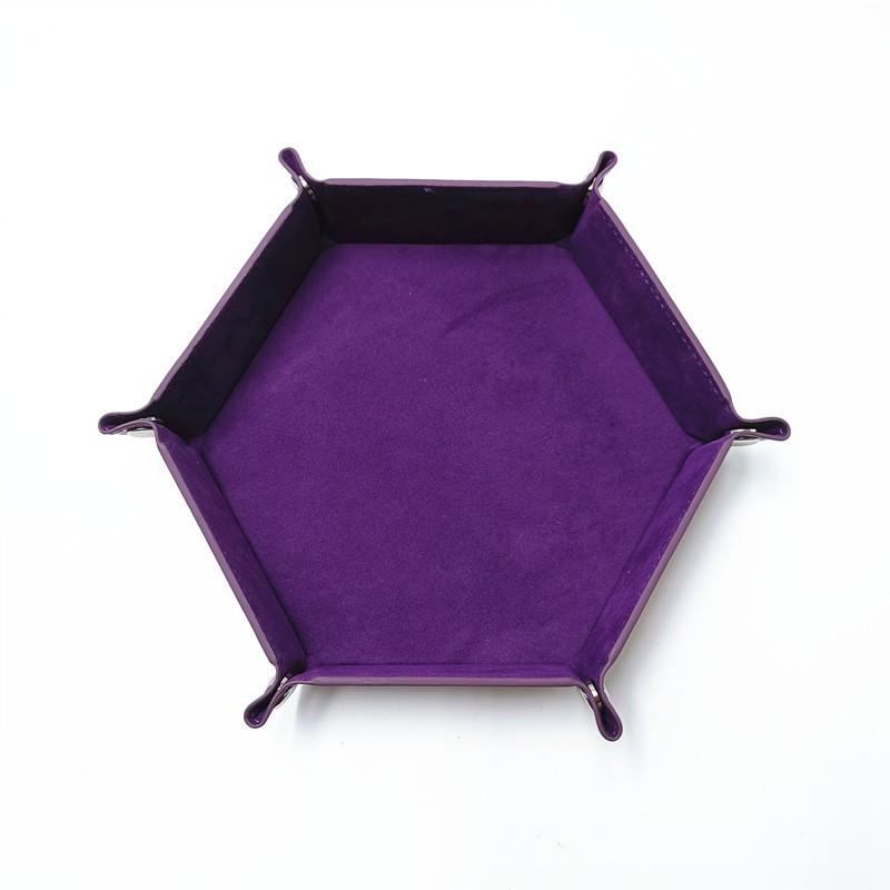 Hexagonal felt dice tray foldable storage box game tray desktop storage box jewelry tray фиолетовый
