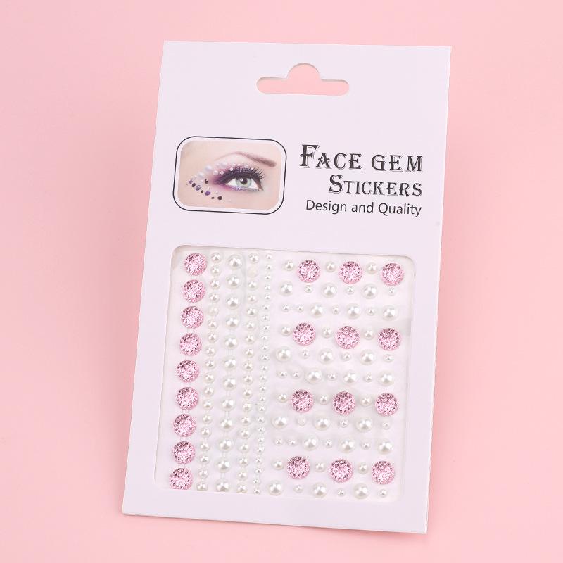 DIY Cross-Border Face, Eye, Brow, and Nail Decor Stickers with Pearls and Diamonds