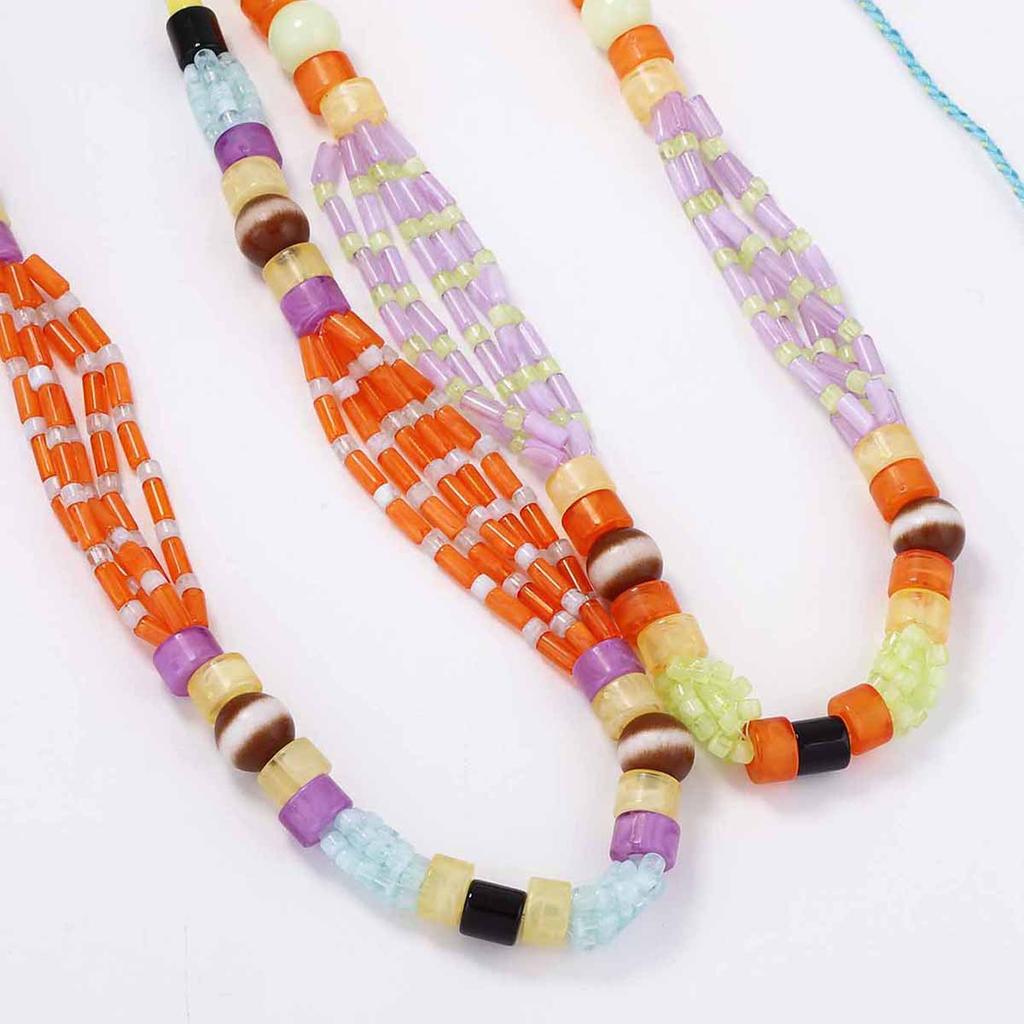Bohemian Fashion Personality Trend Color Beaded Rope Stacked Geometric Women's Multi-layer Necklace