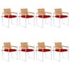 Garden Chairs Set of 8 with Cushions Solid Teak Wood