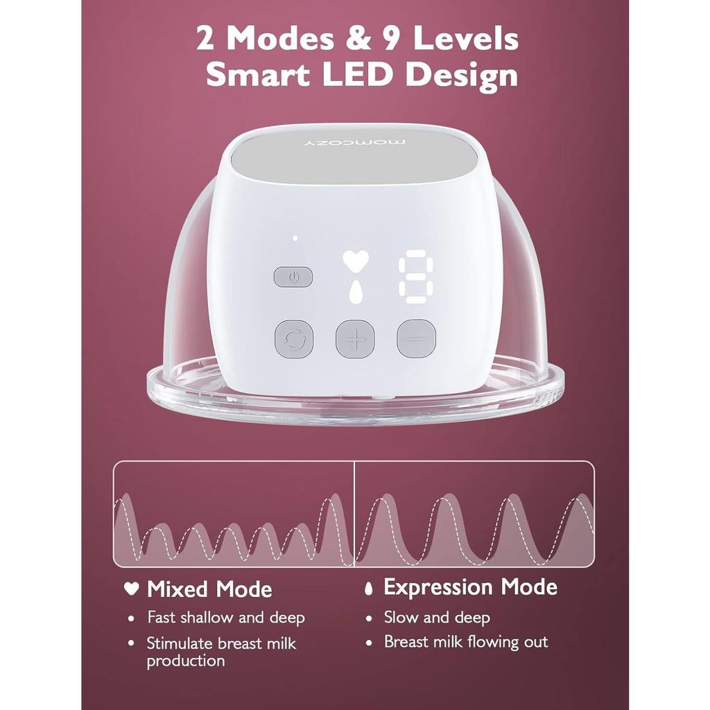 S9 Pro Wearable Breast Pump, Hands-Free Double Electric Portable Pump 2 Count,Matte Gray