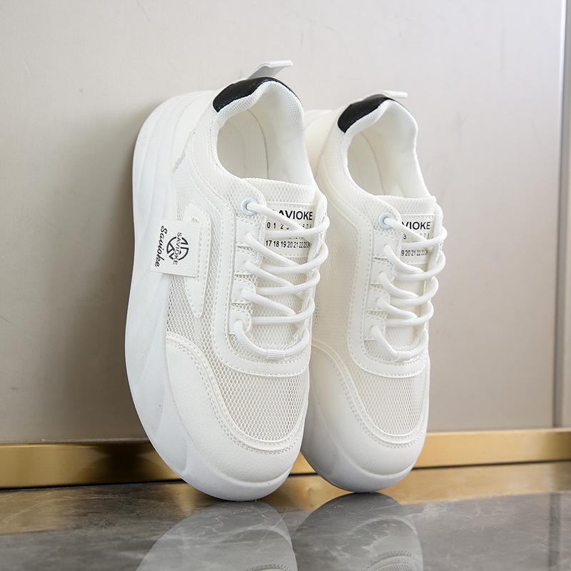 

Популярная обувь на платформе женская 2025 новая летняя легкая мягкая подошва не устают ноги универсальная сетчатая спортивная маленькая белая обувь 40 белый