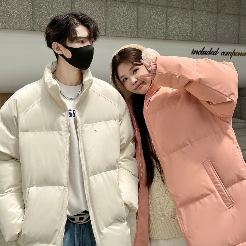 Stand Collar Bread Cotton-padded Coat, Autumn and Winter Thick Velvet Cotton-padded Coat, Loose and Handsome New Cotton-padded Coat.