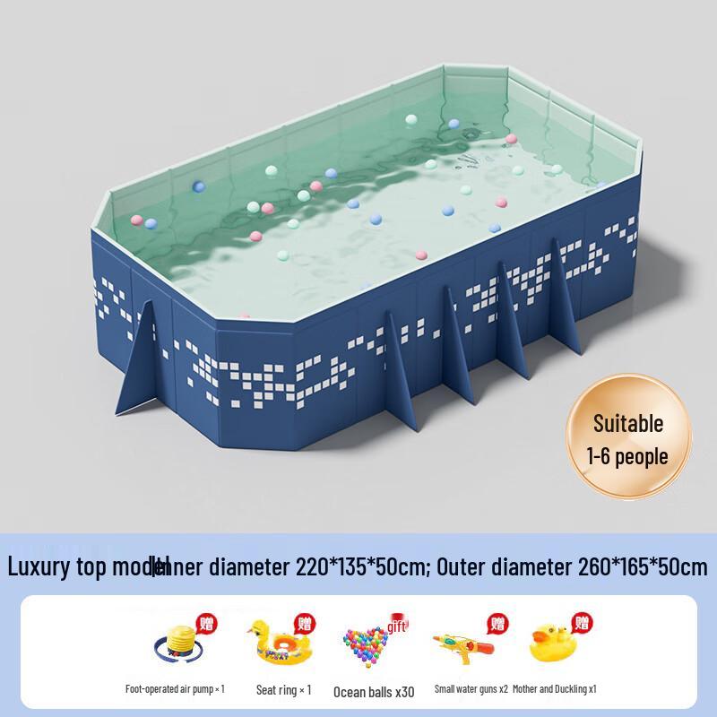 Blue Little Fish Large Foldable Outdoor Family Swimming Pool