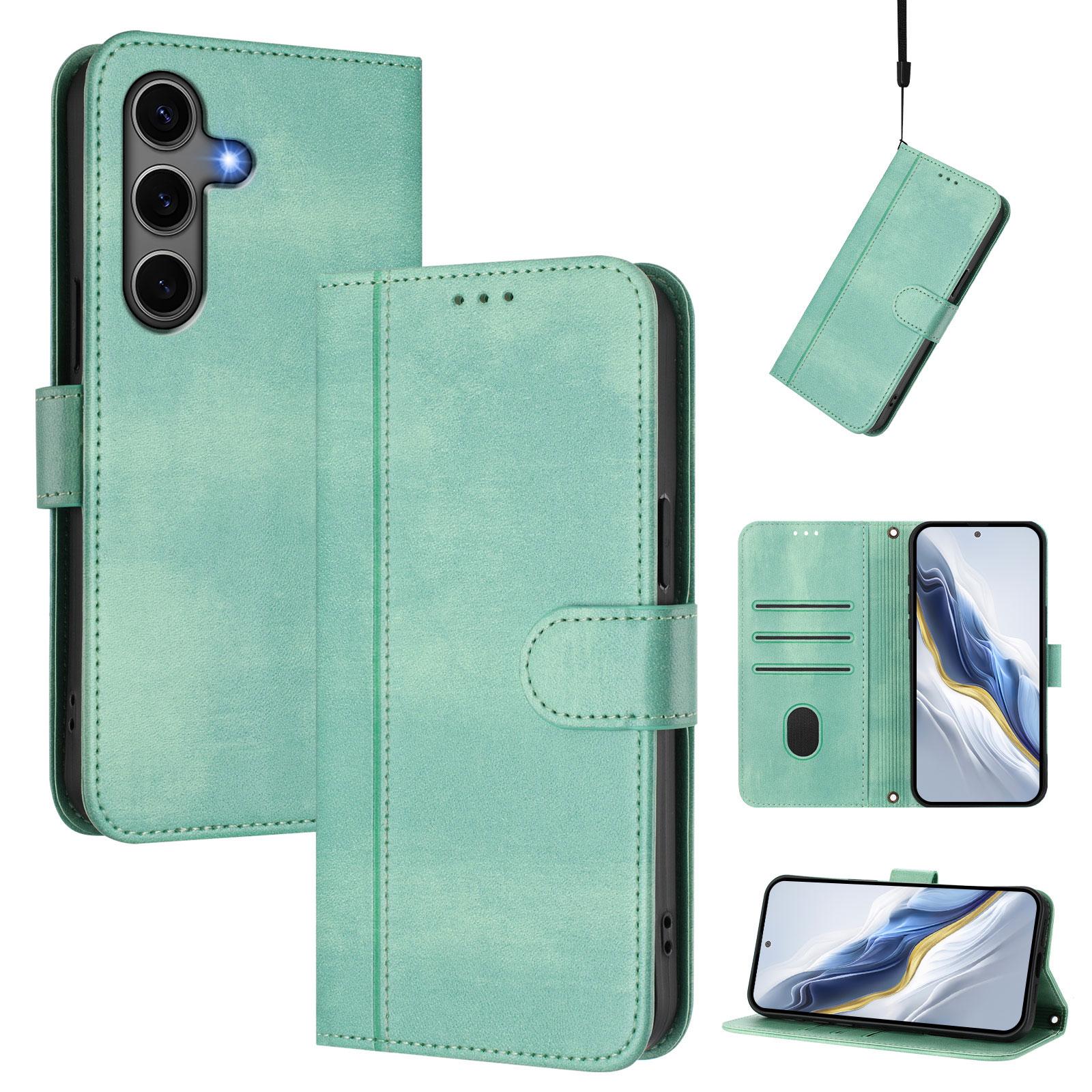 

For Samsung Galaxy S24+/Galaxy S25+ Cases Wallet Stand Retro Texture Leather Phone Cover with Lanyard Brown