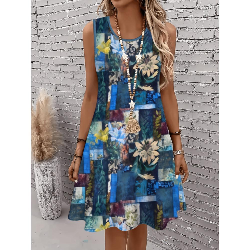 Women'S Sleeveless A-Line Dress Starry Night Black Cat Floral Print Women's Dress Beach Dress Y2k Ladies Clothes Oversized Tops