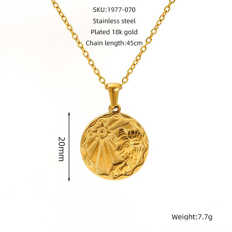 

2026 Fashion Cold Wind Necklace Personality Trend Round Brand Pendant Women s Twelve Constellation Jewelry 45cm