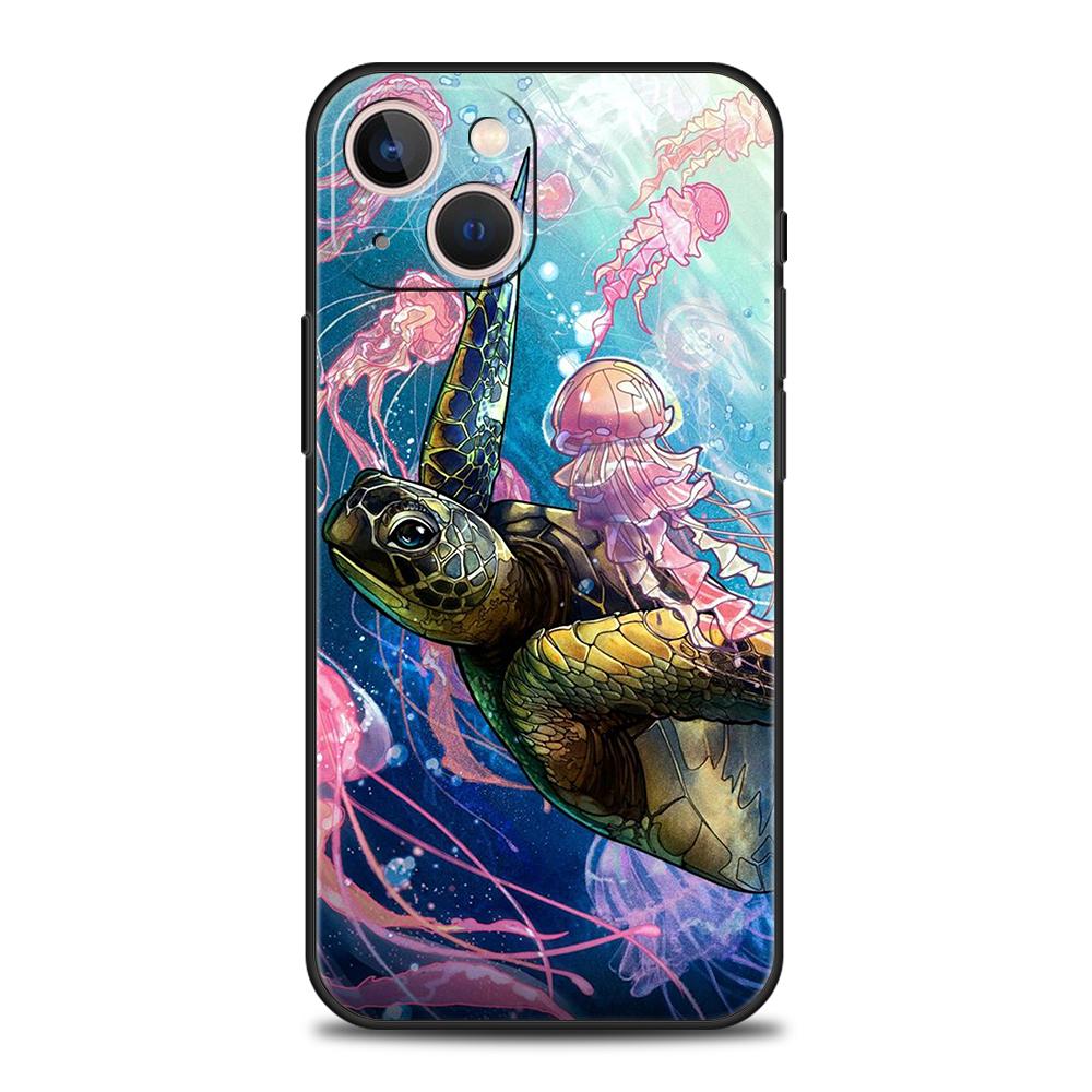 Little Turtle Phone Case for iPhone 16 15 14 13 12 Pro Max 11 Pro Max 7 8 Plus XS XR Shockproof Soft Shell Coque Capas Bag