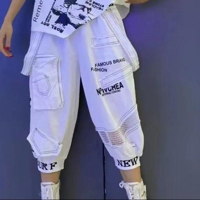 Women's Summer Irregular Looses Printed Letters Suit Short-sleeved + Seven Pant Two-piece Set