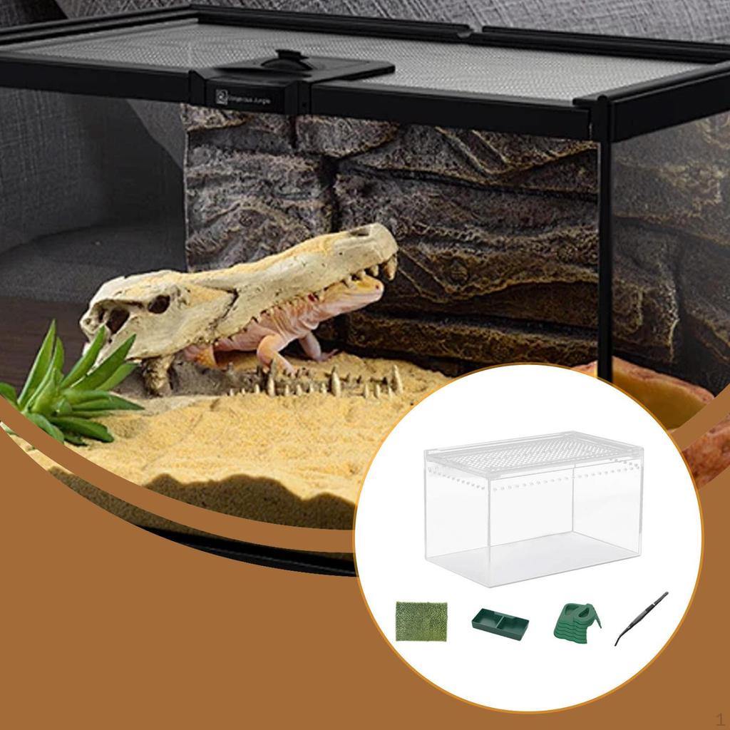 Reptile Breeding Box Animal Habitat Cage Breathable Portable Clear Terrarium Enclosure