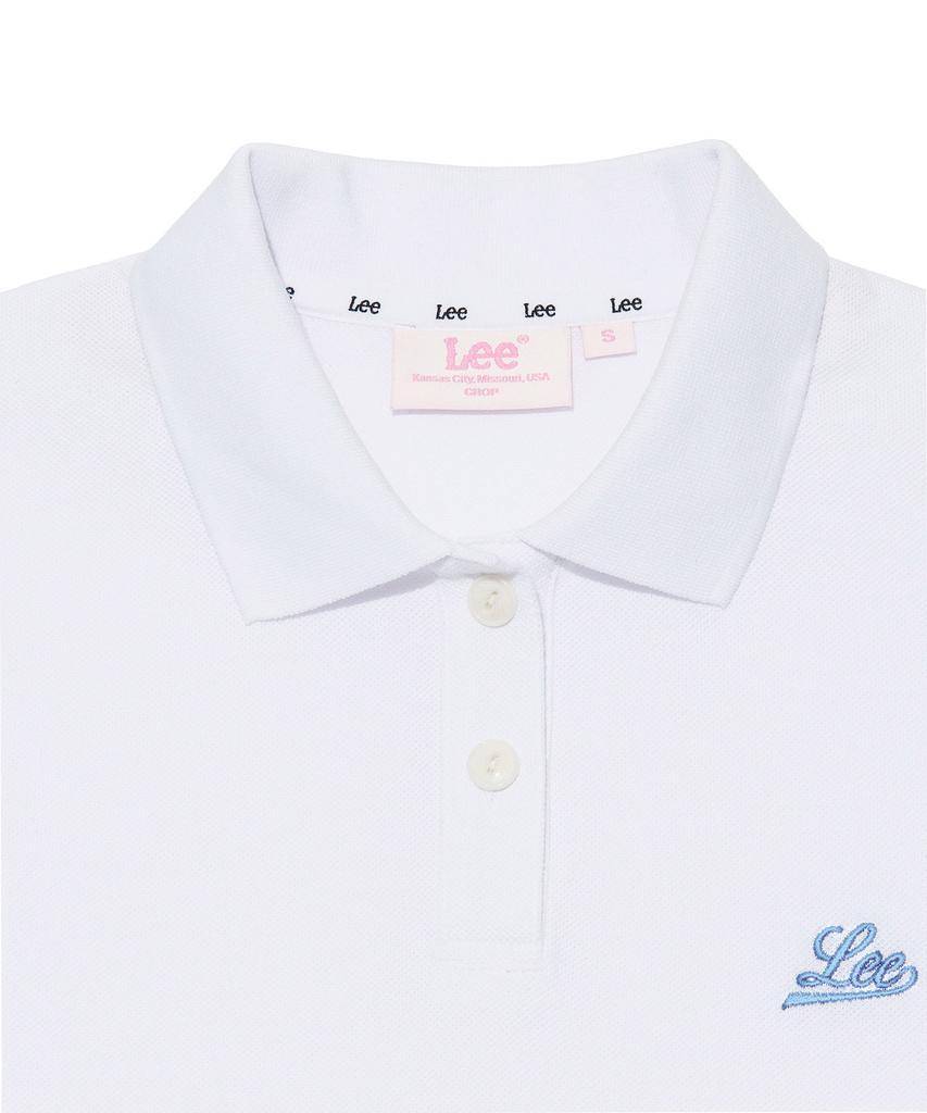 LEE Women Pique Collar Crop T-Shirt White