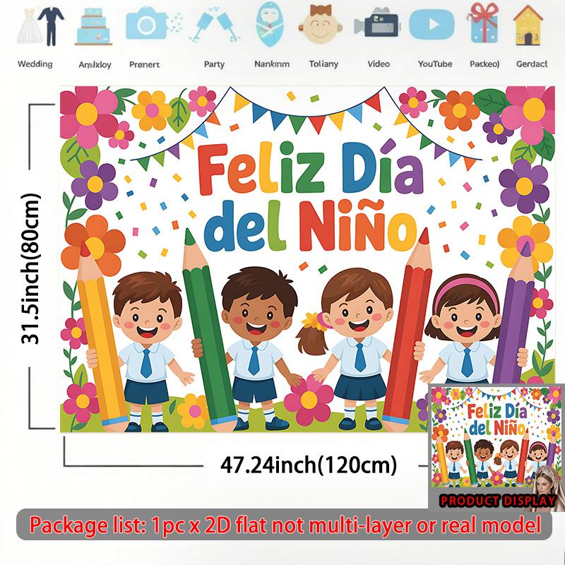 2D plane, 1 2D banner, durable background fabric for children's festival greeting cards, suitable for classrooms.