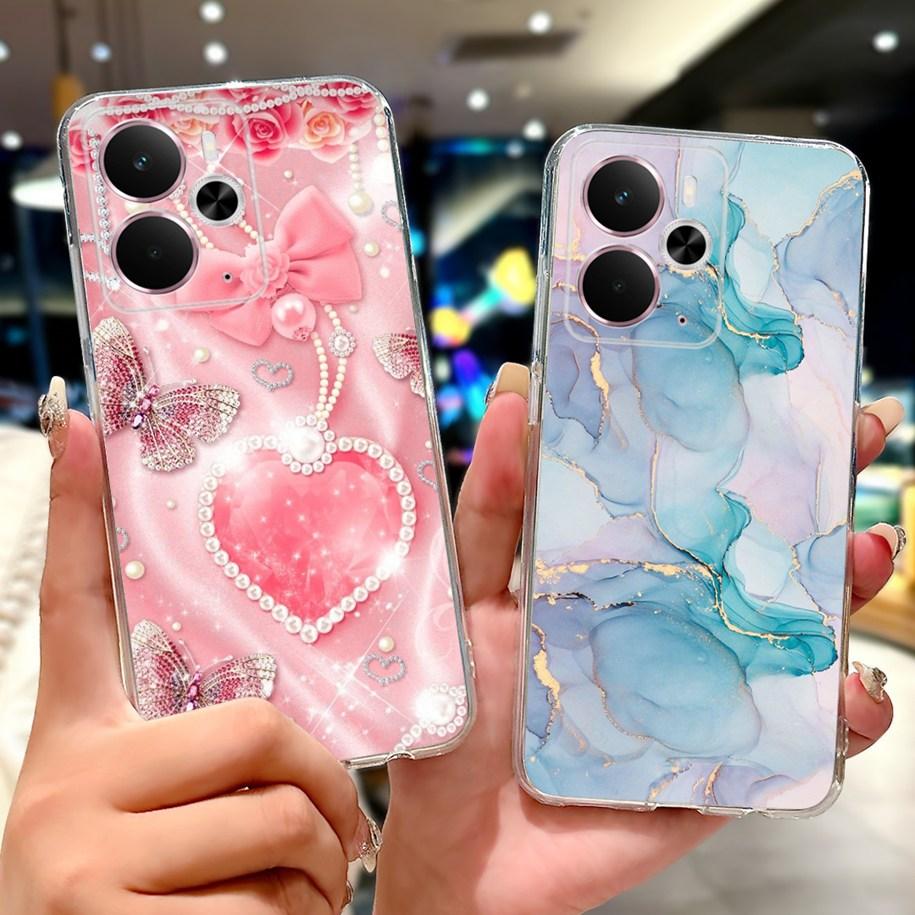 For Realme 14 5G Case Realme 14T Cover RMX5078 RMX5075 Shockproof Silicone Soft TPU Flower Bumper For Realme14 14 T Phone Shells