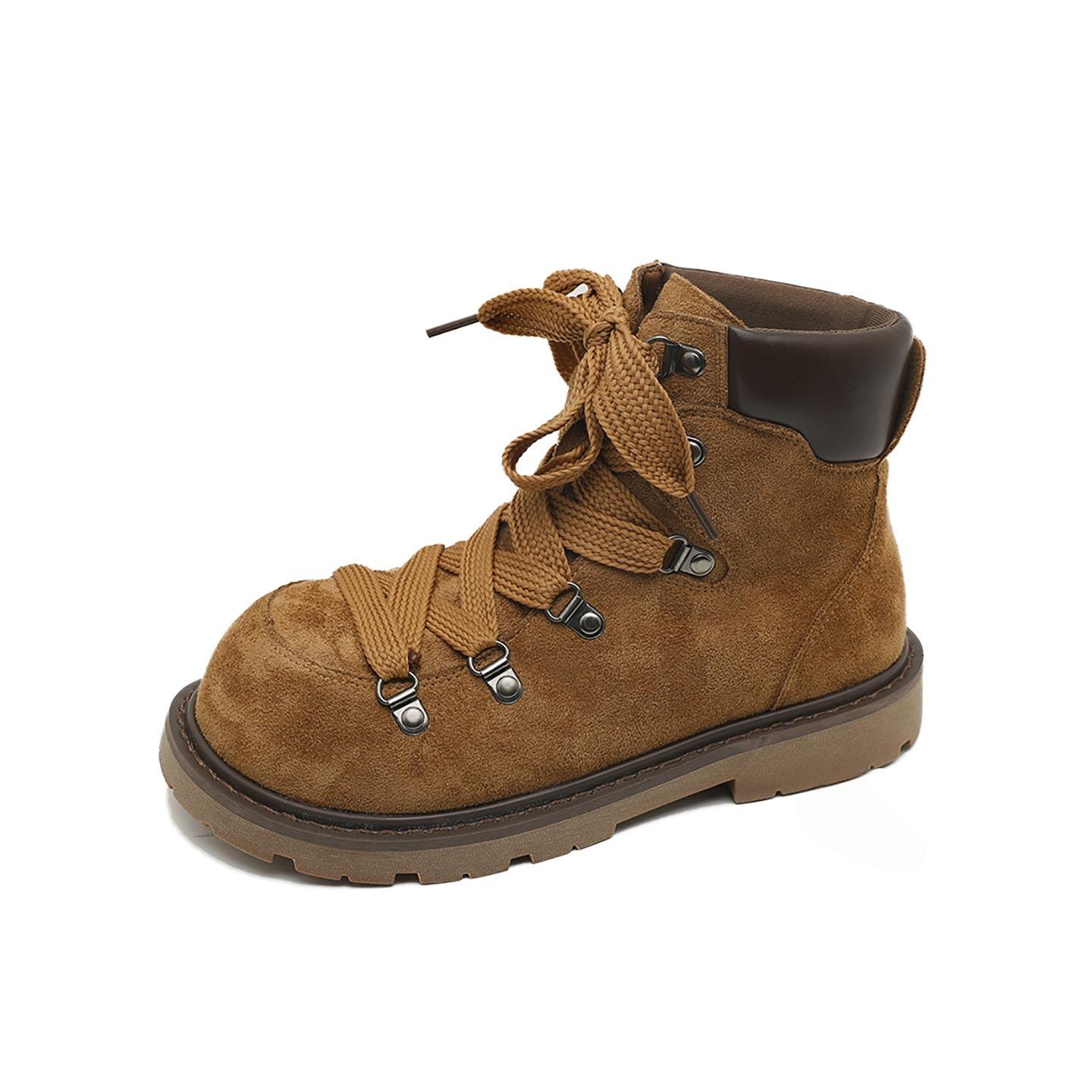 

Retro lace-up fashionable Martin boots women s new height-increasing and thin hiking locomotive boots 35 верблюд