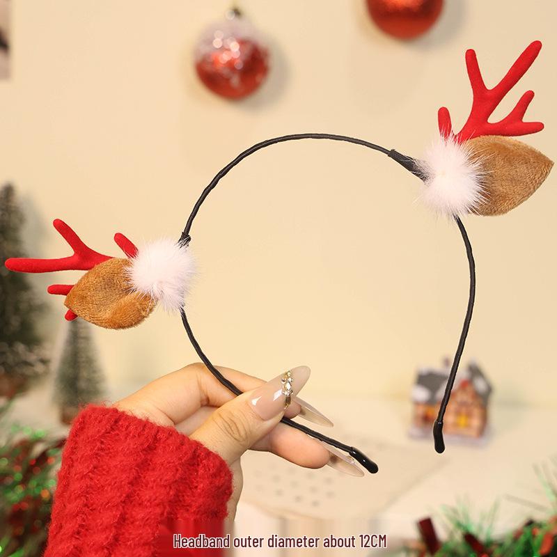 2025 Christmas Antler Headband Hair Tie - Women's Holiday Hair Accessories