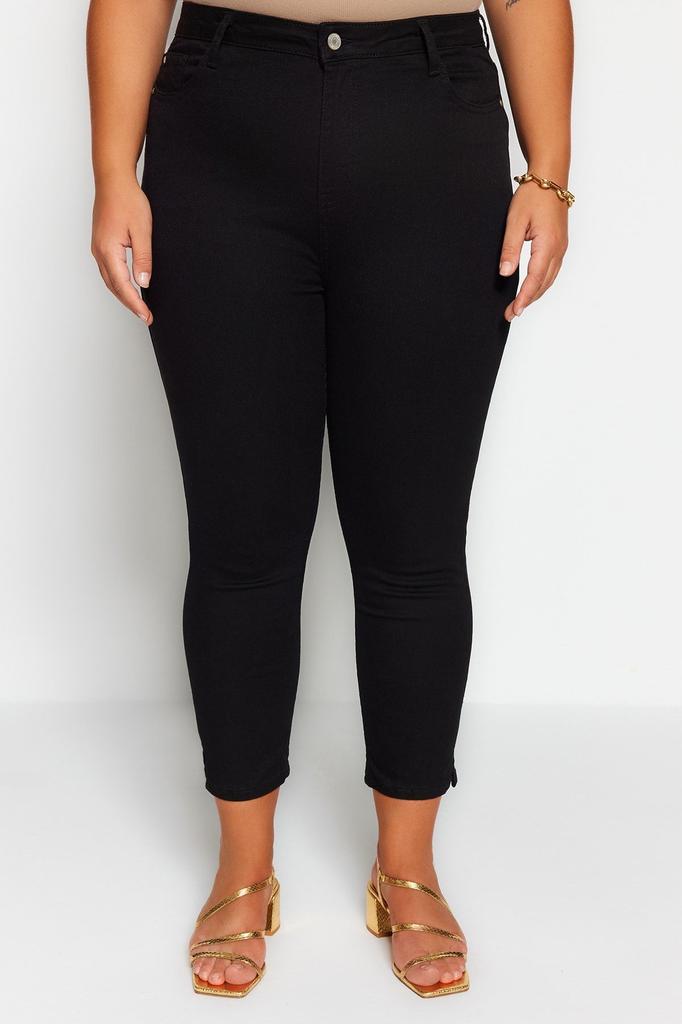 Women's Style Plus Size High Waist Non-Fading Black Flexible Skinny Jeans