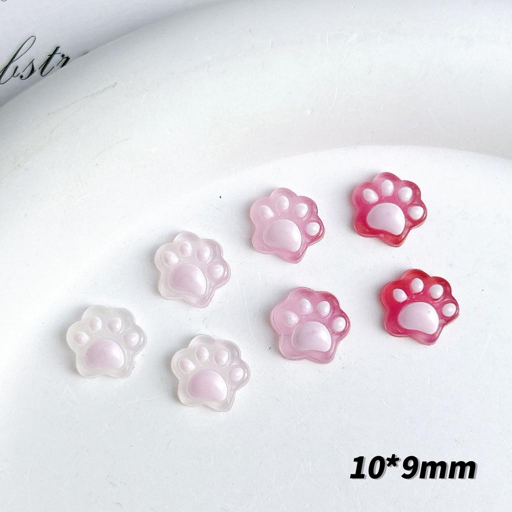 Luminous Color Changing Cute Cartoon Cat Paw Nail Art Decorations Semi-Transparent Nail Decorations Cream Glue Phone Case DIY