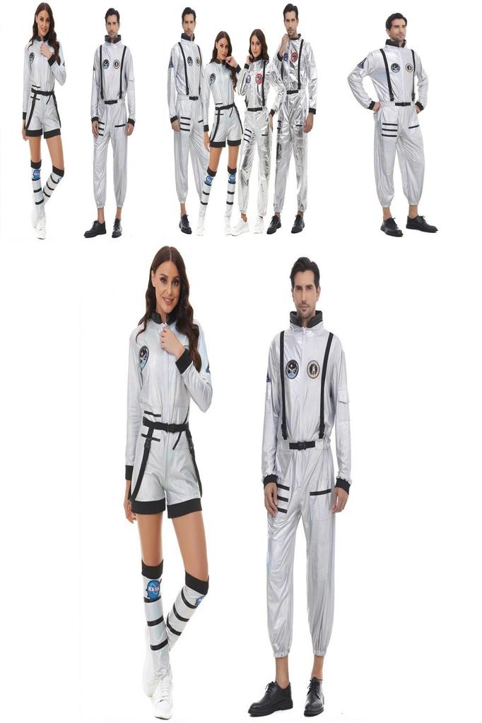 Stylish Adult Couples Cosplay Costume For Halloween Featuring Space Suit Design And Comfortable Fit