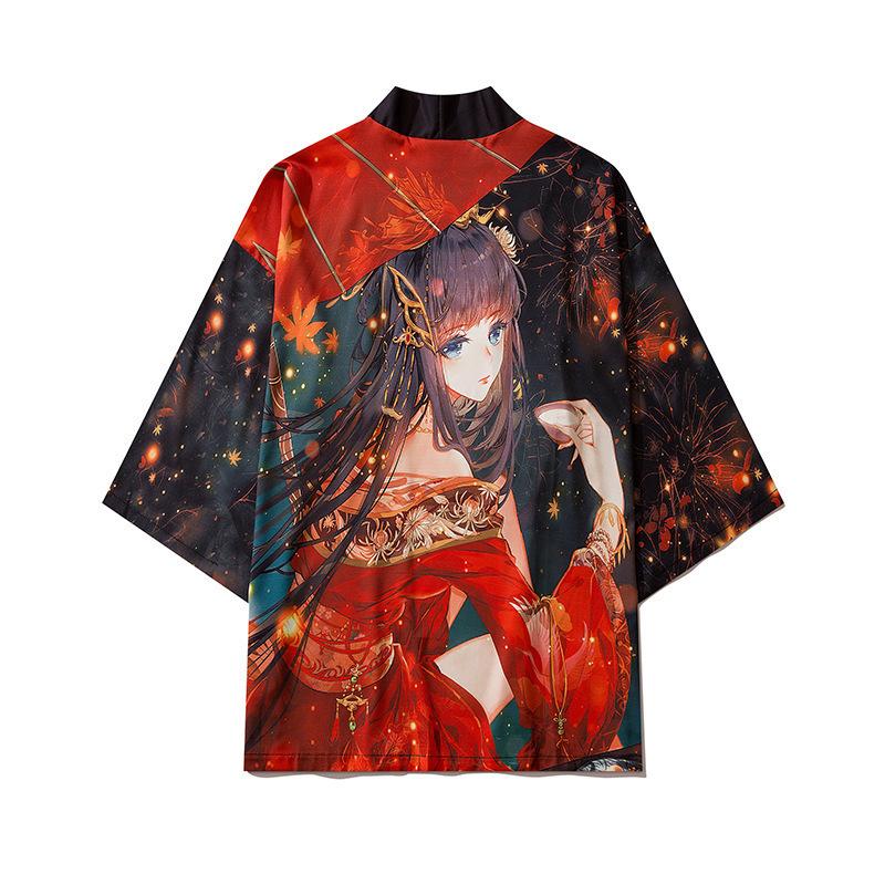 Girl 3D Print Yukata Men Fashion Cardigan Blouse Haori Obi Asian Clothes Harajuku Japanese Cosplay Kimono