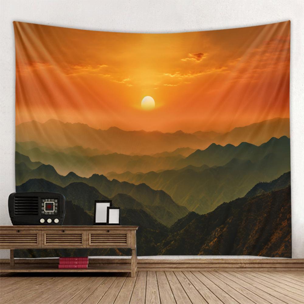 Mountains, Rivers, Forests, Sunrise Tapestry, Living Room, Bedroom, Dormitory, Art Background Cloth Poster For Wall Decoration