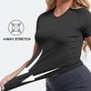 Damen Kompressionsshirt Kurzarm Sportliches Yoga Lauf T-Shirt Sommer Fitnessstudio Workout Schnelltrocknend Dehnbares T-Shirts Oberteile Baselayer