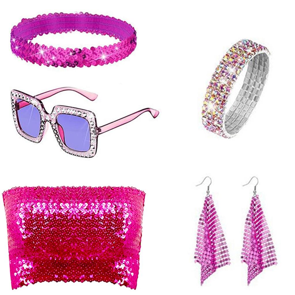 1970s Theme Party Disco Costume Set Sunglasses Earrings 70s Disco Costume Set 1970s Disco Accessories