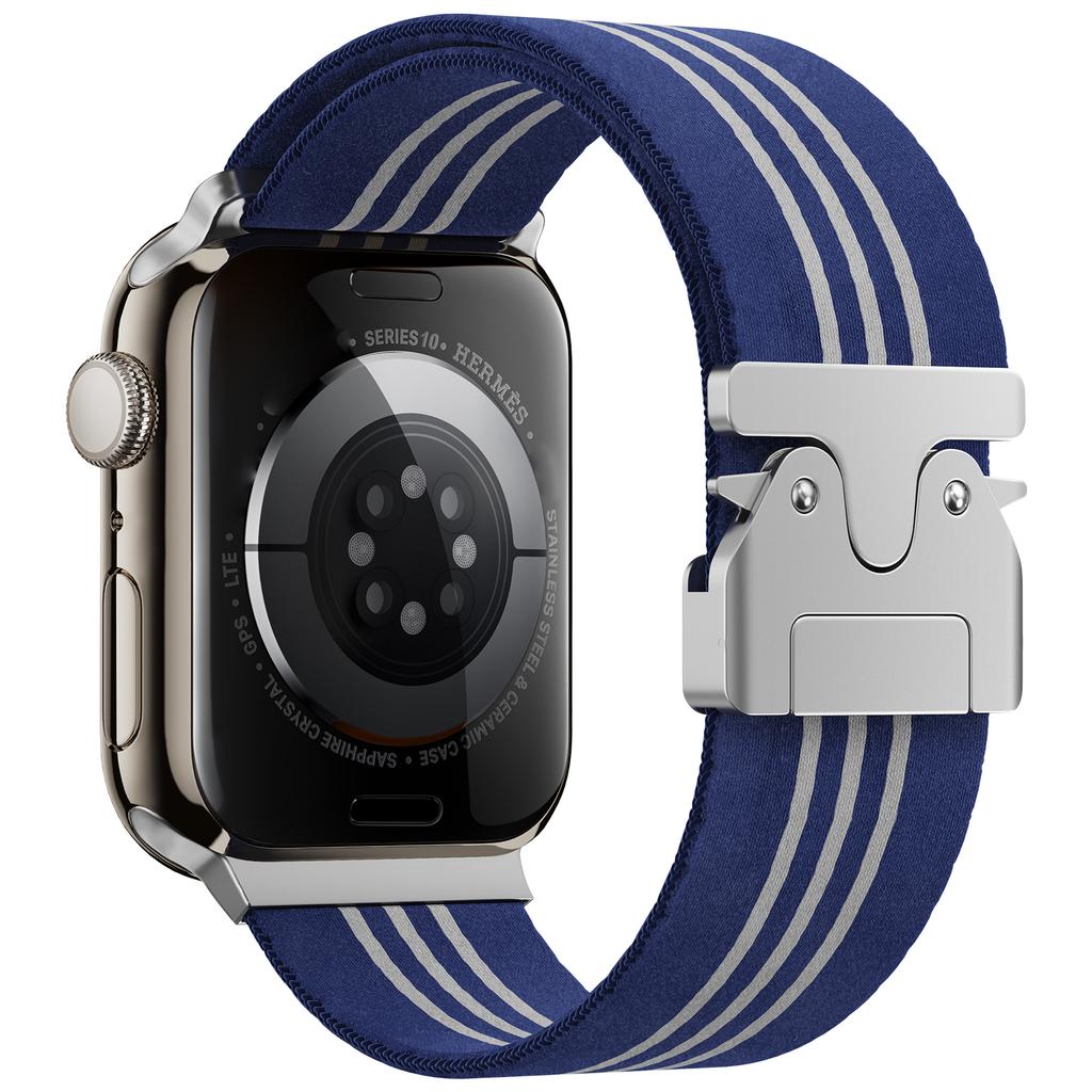 Watch Band for Apple Watch Series 10 9 8 7 SE 6 5 4 3 2 1 42mm 41mm 40mm 38mm 3-Stripe Parachute Buckle Nylon Strap