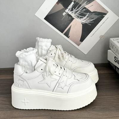 Casual Shoes Board Shoes Women's Niche Spring Original Platform White Shoes Versatile New Height-increasing Muffin Shoes Stars