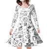 Girls' 3D Cake Doodle Dress Long Sleeve Summer Spring Vacation Daily Holiday Princess Beautiful Sweet Kids 4-12 Years Casual Dress A Line Dress