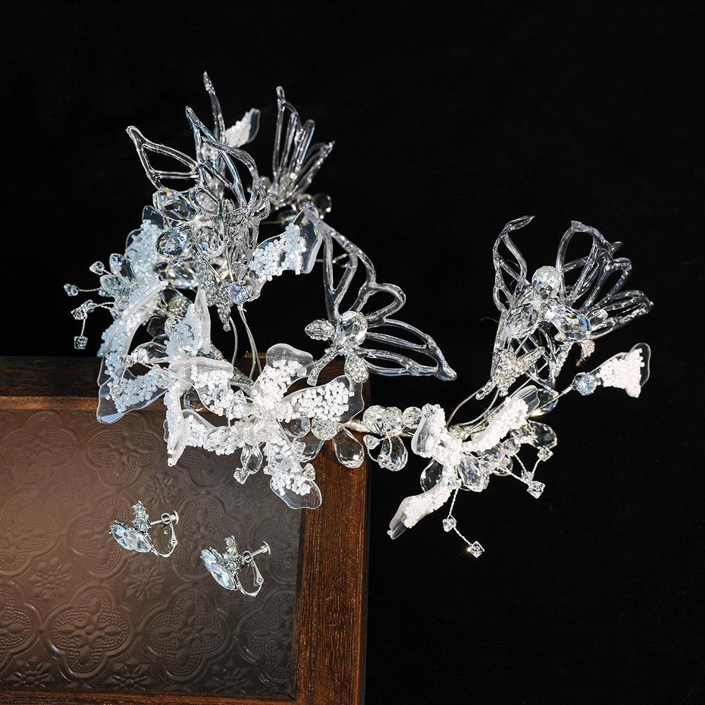 

Увлажняющие серьги-короны с бабочками и феей из газового кристалла, легкие, роскошные, уменьшающие возраст, свадебное платье, свадебный головной убор