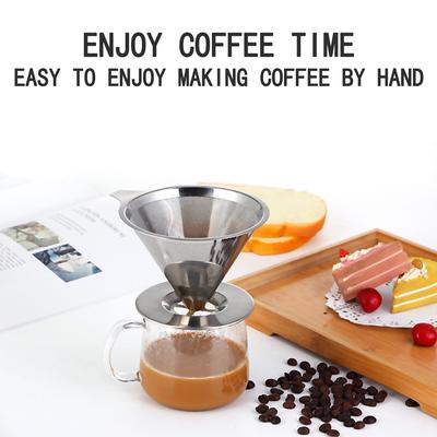 Stainless Steel Coffee Filter Pour Over Funnel Brew Drip Tea Metal Mesh Basket Tool Reusable Kitchen Coffeeware