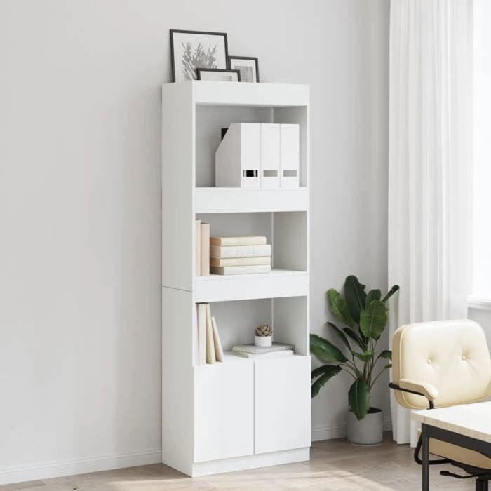 VidaXL High Buffet 63x33x180 Cm White Engineered Wood, Bookcase, Modern Bookcase, Bookshelf, 3309600