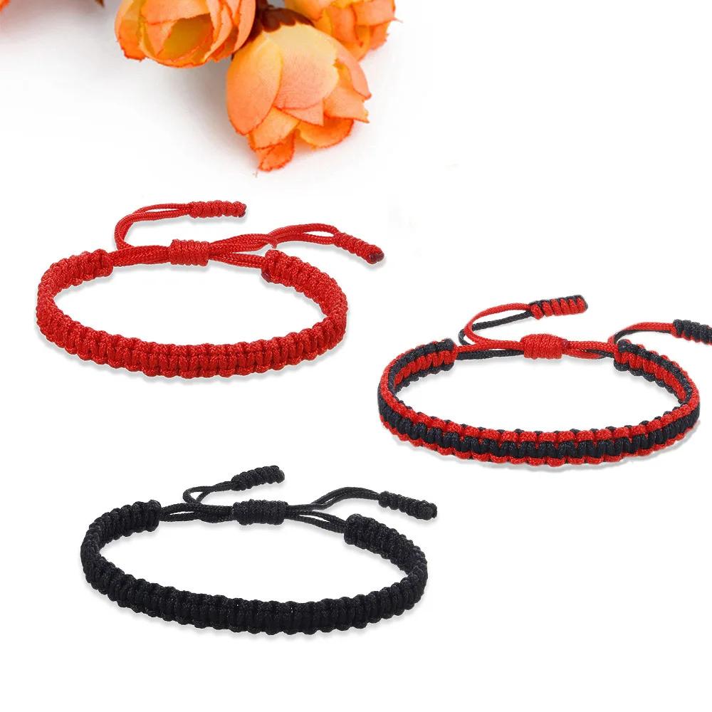 Handmade Braid String Bracelets For Women Red Black Woven Rope Adjustable Knots Bracelet Men Wrist Strap Friendship Jewelry