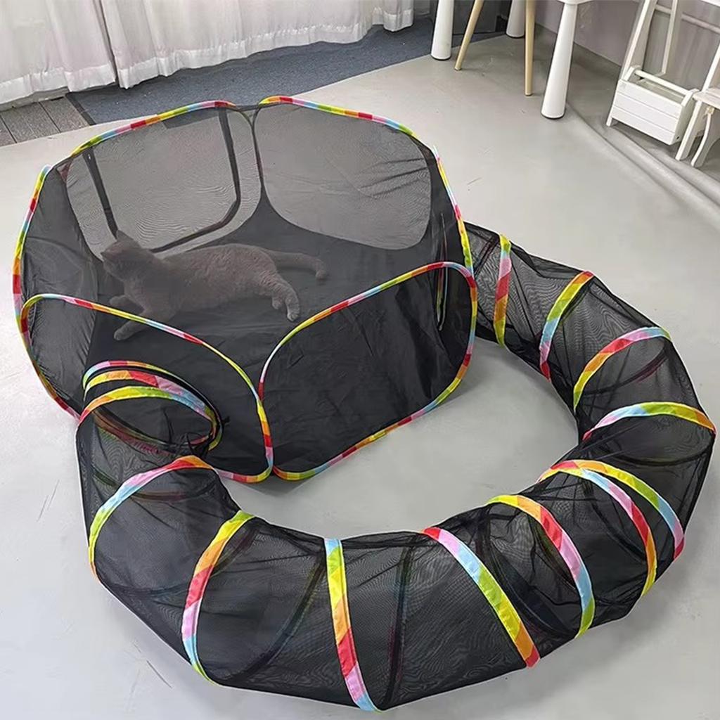 Outdoor Folding Play Tent Tunnel Circle Cat Tunnel Collapsible Outdoor Cat Enclosures Playground for Kitten Rabbit Bunny Ferret
