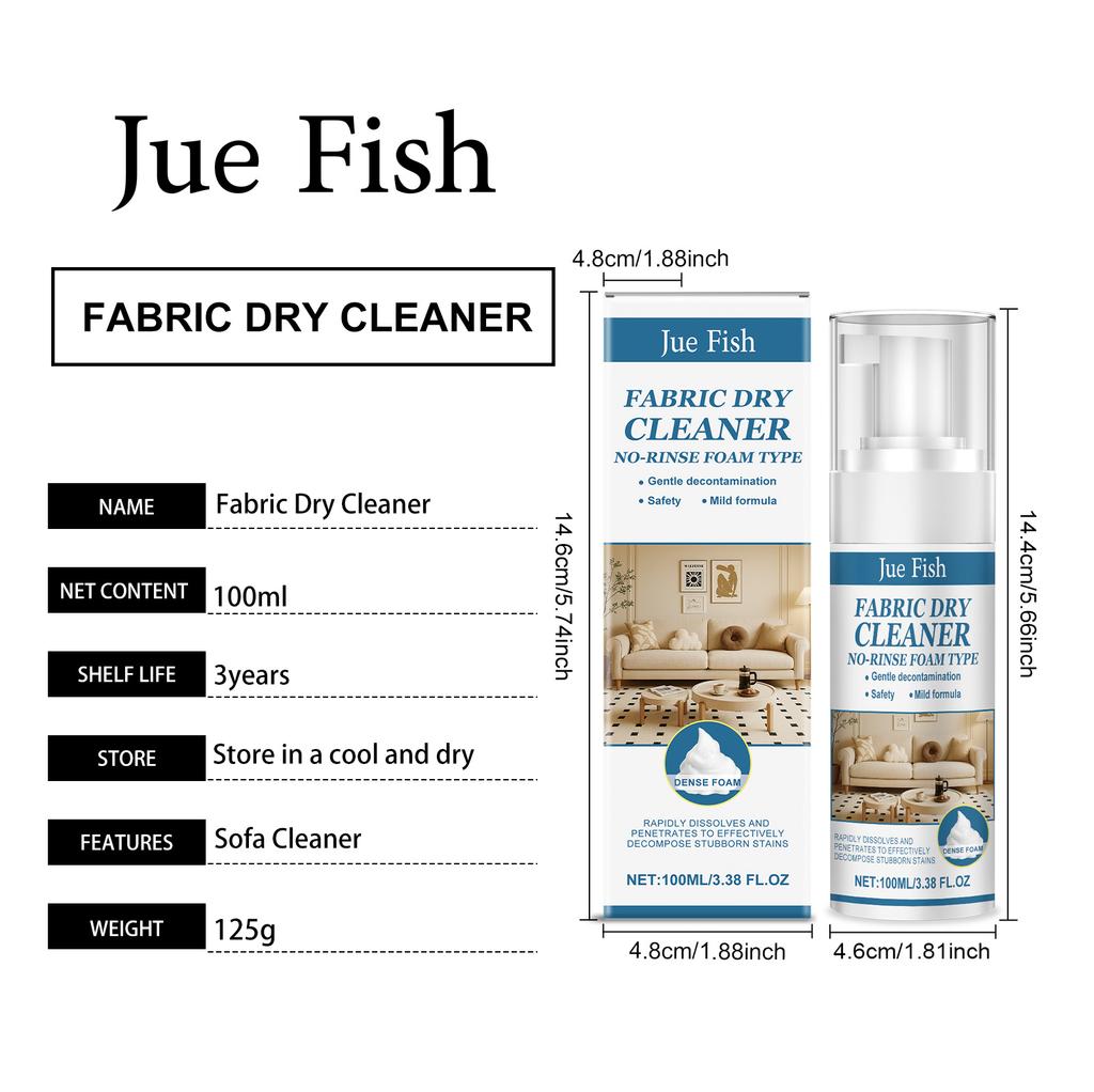 Jue Fish 100ml Stoffsofa-Reiniger - Universelle Heimreinigung für Wohnzimmersofa, Kissen & Polster