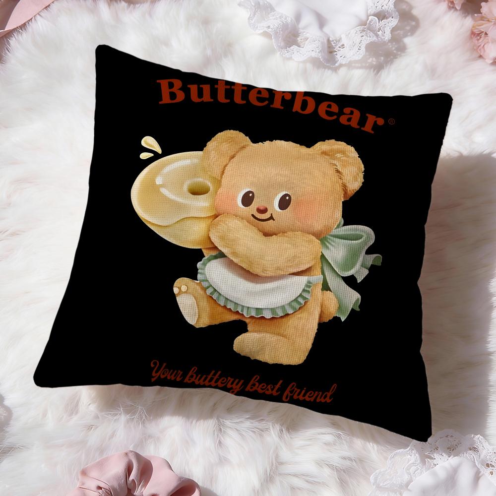 Anime B-Butter BearS Cushion Cover Premium Comfort Reversible Pillow Cove -Two In One Design for Any Room & Car Interior