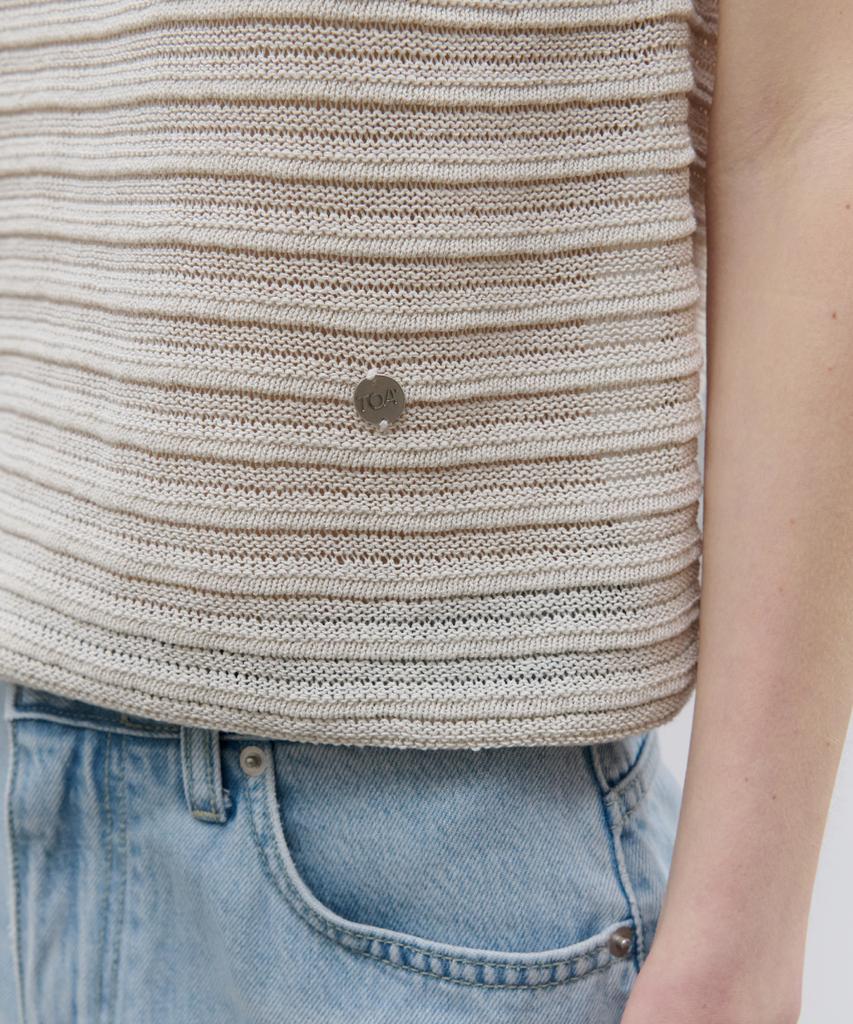 Toabe Linen Ripple Sleeveless Knit (Cream Beige)