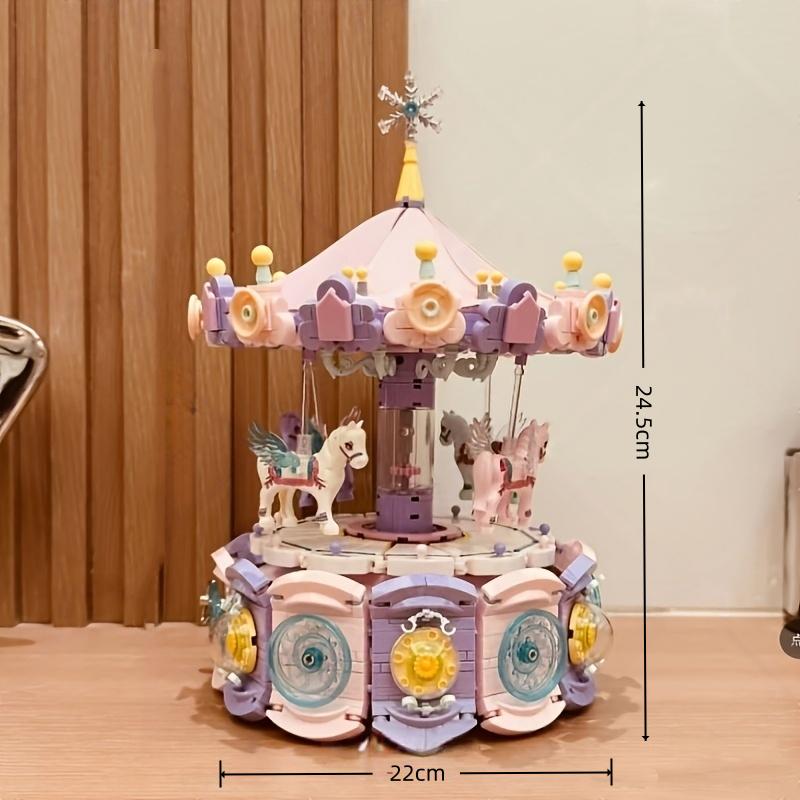 Carousel Building Block Set, Amusement Park Theme, Exquisite Desktop Decoration, Suitable For Gifting To Family Or Female Friends, The Perfect Gift