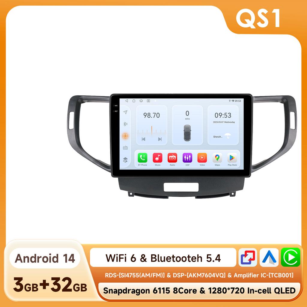 4G WIFI Carplay for Honda Accord 8 Acura TSX 2008 2009 2010 2011 2012 Car radio Android 12 Multimedia Video player 6115 Stereo