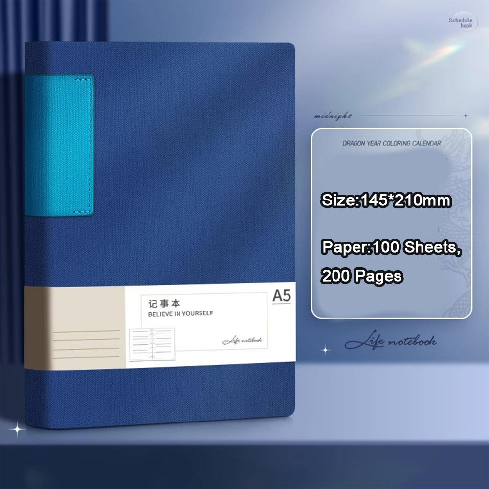 (Logo Can Be Engraved) A5 Leather Student Subject Notebook, Business Meeting Record Book, Thickened Notepad, Office Ledger, Diary