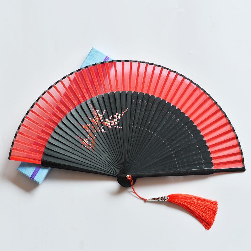 Red Dancing Fan: Classical Chinese Style Folding Fan, Easy-Open Hanfu Accessory