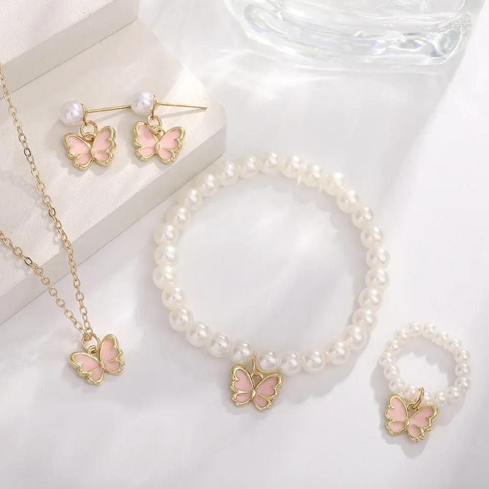 Set Butterfly Bracelet Necklace Sets For Women Simple Girls Sweet Charm Trend Minimalism Jewelry Birthday Gift