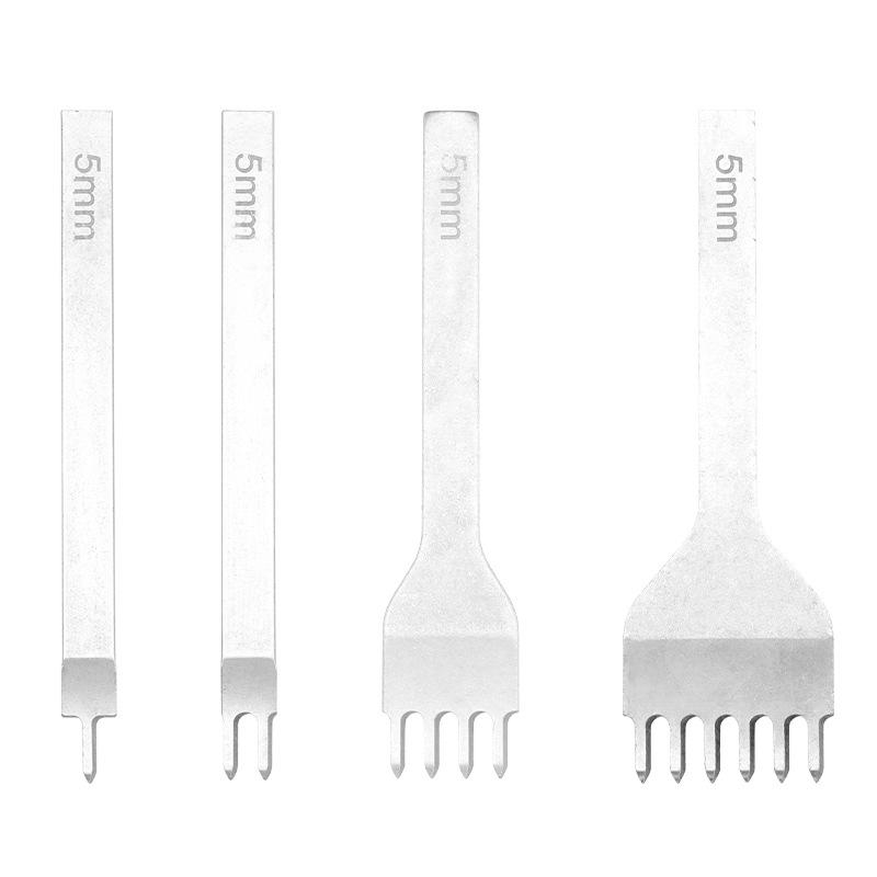 White Steel Diamond Awl 3-4-5-6mm Handmade Leather Hole Punch Tool for DIY Leather Craft and Hand Sewing